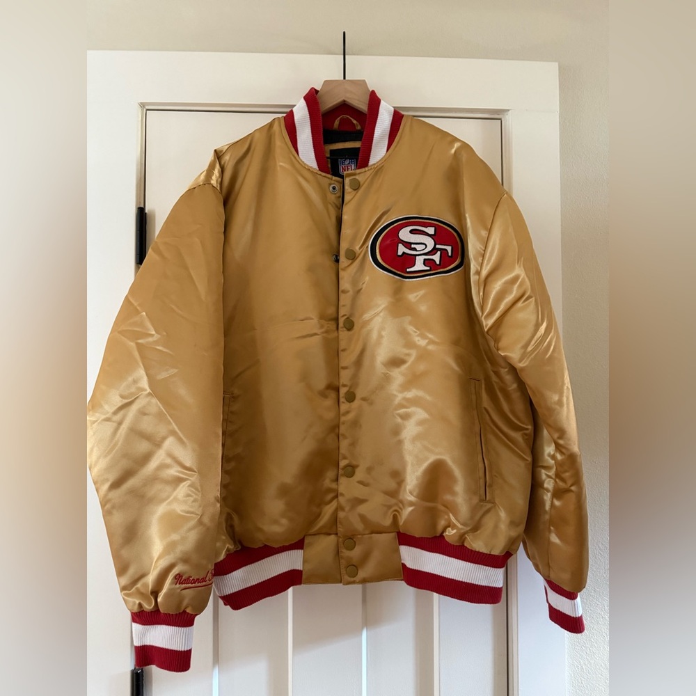 Vintage Style San Francisco 49ers Gold Satin Jacket Large Mens